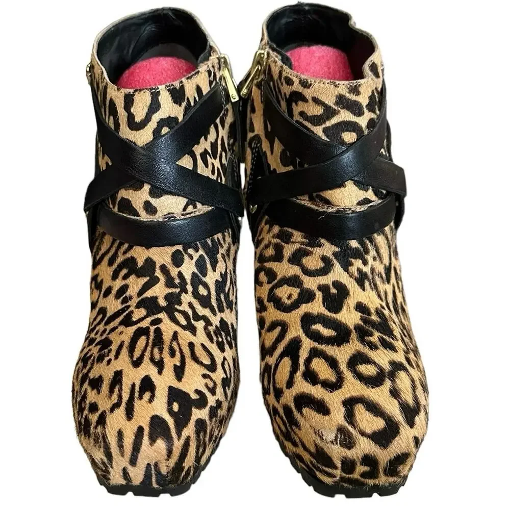 Guess leopard cheetah animal print calf hair‎ / leather high heel boots size - Picture 3 of 11